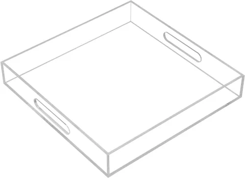 Miniatura 8 de KEVLANG - Bandeja de servir transparente y resistente de acrílico con asas - 12x16 pulgadas - Para servir café, aperitivos, desayuno, mayordomo