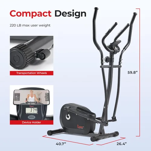 Miniatura 6 de Sunny Health & Fitness Smart Upright Elliptical w/Pulse Sensor Built-in, Indoor Full-Body Cross-Training & Cardio Exercise Machine for Home, Free