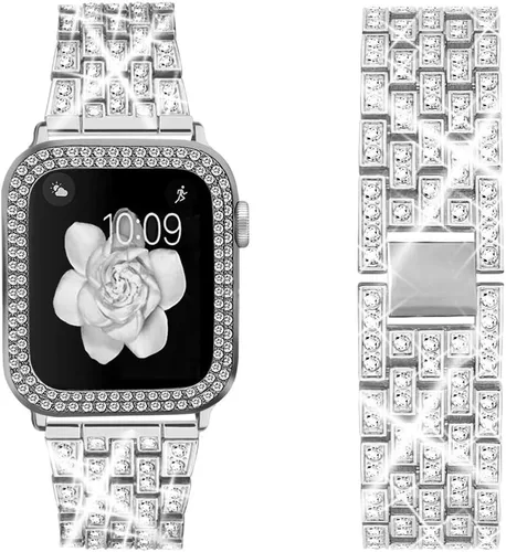 Miniatura 12 de Bekomo Compatible for Apple Watch Ultra Band 49mm 46mm 45mm 41mm 38mm 40mm 42mm 44mm with 2 Pack Bling Crystal Diamonds Case Cover, iwatch SE Series