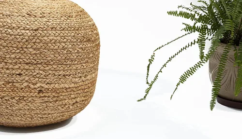 Miniatura 8 de Chardin home - Puf otomano trenzado natural - Acogedor y bohemio de yute/cáñamo hecho a mano, asientos casuales para el hogar, oficina, dormitorio
