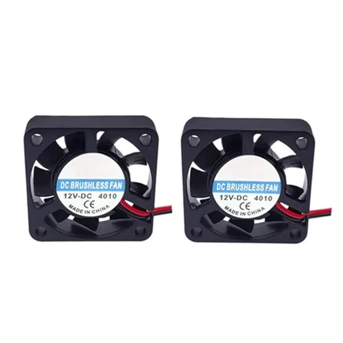 1.575x1.575x0.394 in 4010 DC 12V 2 Pin Ventilador de enfriamiento sin escobillas Mini ventilador para impresora 3D (paquete de 2 piezas)
