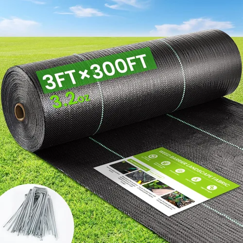 Miniatura 7 de JTSIOV Tela de barrera de malezas, 2.6x100ft Paisaje tela, 3.2oz resistente tejido tejido tejido geotextil tela, Alfombra de cubierta de tierra