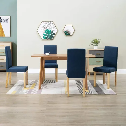 Miniatura 20 de Dining Chair Set of 6 Black Fabric Upholstered with Solid Rubber Wood Frame Modern Ergonomic Design for Dining Room Kitchen and Living Room