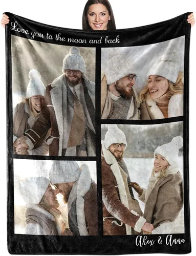 Miniatura 13 de ICELIETE Manta personalizada con texto en imagen, manta de forro polar personalizada con foto para regalos para parejas, mantas personalizadas y 08