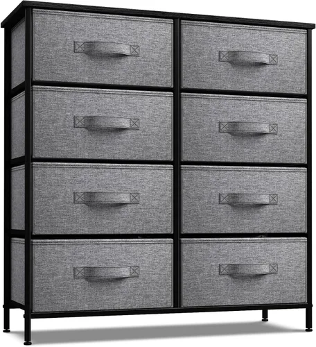 Miniatura 9 de Sorbus Cómoda con 6 cajones de tela, mueble de dormitorio, mueble de almacenamiento, torre para dormitorio, pasillo, armario, organización de Negro