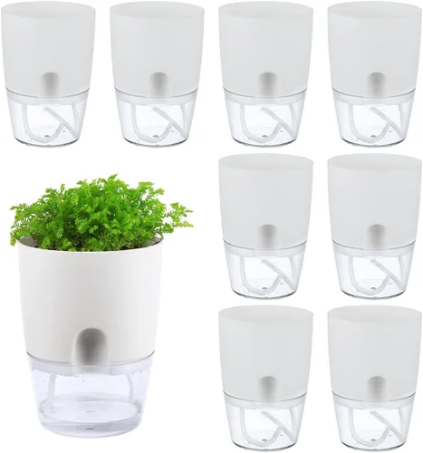 Miniatura 20 de Macetas de riego automático para plantas de interior, macetas para exteriores, paquete de 3 macetas de riego automático de 6 pulgadas, macetas