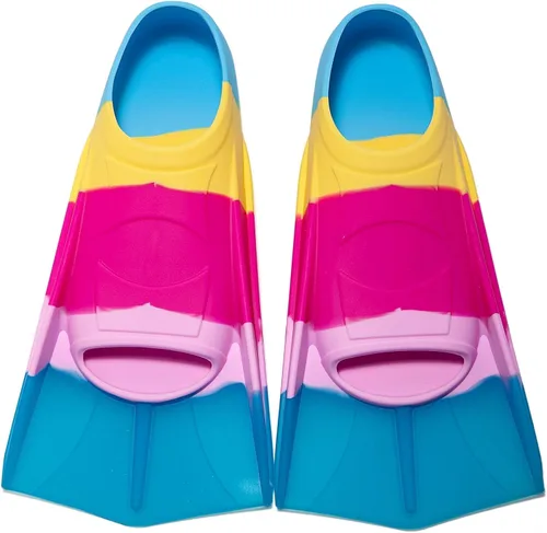Miniatura 30 de Aletas de natación para niños, aletas cortas para niños y jóvenes, aletas de natación para entrenamiento de natación para niños, niñas, niños Azul