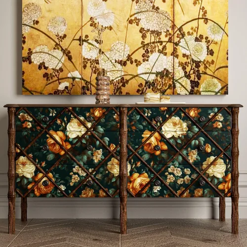Miniatura 7 de Fvlow Papel Tapiz Floral Brillante Despegar y Pegar Vintage Verde Oscuro 17.4" x 118" Envoltura de Vinilo para Encimera Autoadhesivo Removible