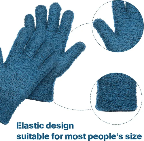 Miniatura 6 de Patelai 2 pares de guantes de microfibra para plantas, guantes de limpieza antipolvo, manoplas para el hogar, autos, persianas (azul, grande)