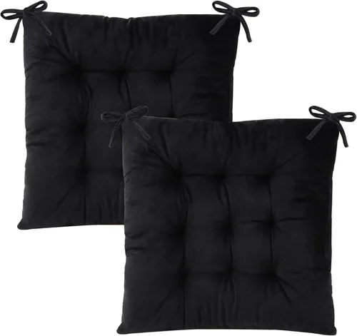 Juego de 2 cojines para sillas de comedor con lazos, almohadilla antideslizante para silla de cocina para interior y tapete de asiento de comedor