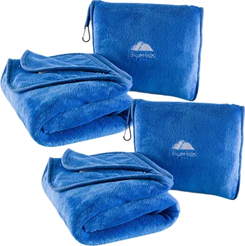 Miniatura 22 de BlueHills - Manta y almohada premium suave y alta para viajes en avión, esenciales para vuelos largos, manta larga para llevar en la bolsa con clip