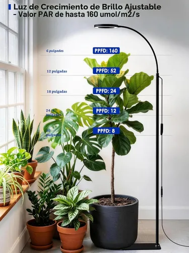 Miniatura 7 de GLOWRIUM Luces de Crecimiento para Plantas de Interior, Lámpara de Pie LED de Espectro Completo con Soporte de Altura y Ángulo Ajustables, Luz