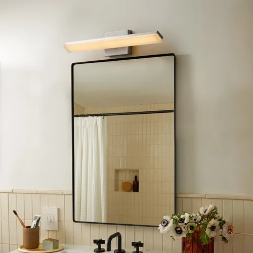Miniatura 6 de mirrea Lámpara LED de tocador de níquel cepillado de 24 pulgadas para espejo, moderna iluminación de barra de baño regulable 3CCT, interruptor