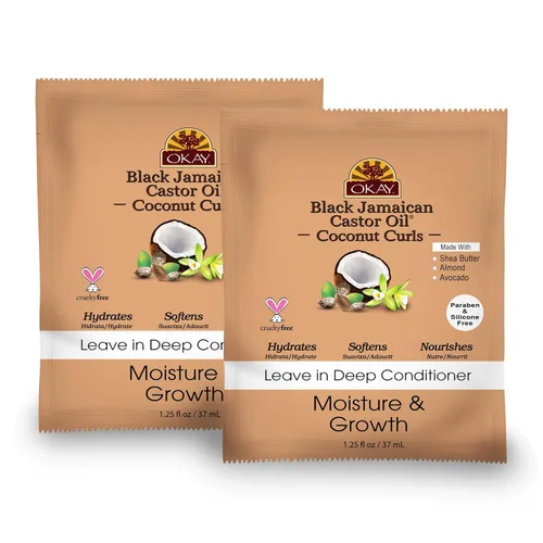 OKAY Acondicionador sin enjuague con aceite de ricino jamaicano negro, hidratante para el cabello para mujeres y hombres, producto natural para el