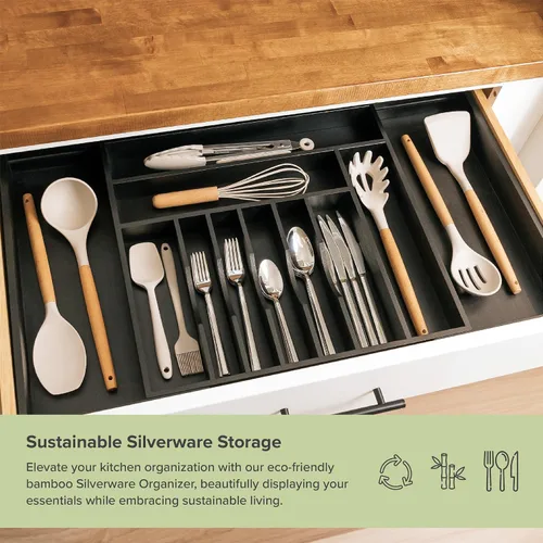 Miniatura 5 de KitchenEdge Organizador Premium de Cubiertos, Vajilla y Utensilios para Cajones de Cocina, Grado Contractual Apto para Alimentos, Expandible de 18 a