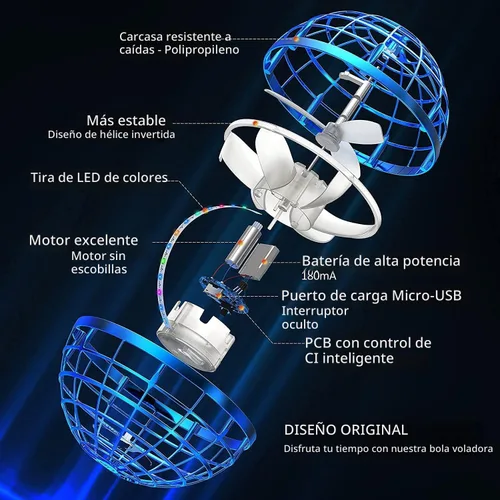 Miniatura 2 de AMERFIST Juguete de bola de orbe volador 2025, globo cósmico, boomerang, bola flotante, juguete giratorio galáctico, órbita de dron de mano, Azul