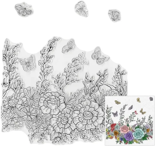 Miniatura 9 de Hying Sellos transparentes para hacer tarjetas y álbumes de fotos, para niñas voladoras, sellos de goma transparente para flores de primavera