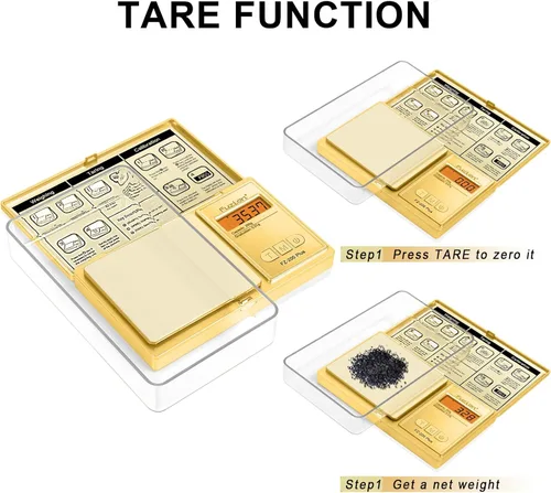 Miniatura 5 de Fuzion - Báscula digital de bolsillo en gramos con precisión de 0,01 gramos, chapado en oro y titanio, báscula digital de 200 g, báscula pequeña