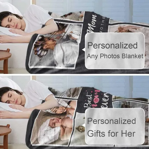Miniatura 3 de DayOfShe Best Mom Ever Gifts - Manta de fotos personalizada para regalos de madre, mantas personalizadas para la mejor manta de mamá