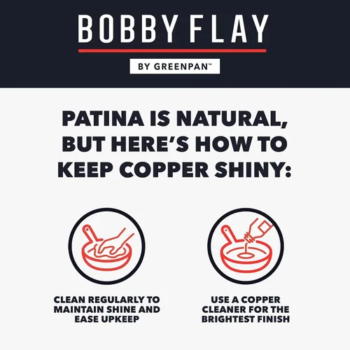 Miniatura 7 de GreenPan x Bobby Flay 8 piezas de ollas y sartenes recubiertas de cobre, juego de ollas de inducción, marcas de medición, base y interior de acero