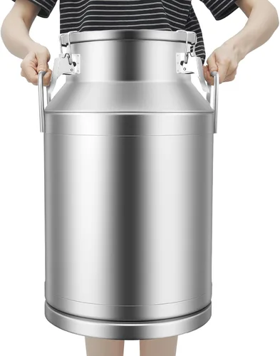 Miniatura 9 de Lata de leche de acero inoxidable de 40 litros/10.56 galones, cubo de jarra de leche resistente con mango ergonómico y tapa hermética, recipiente
