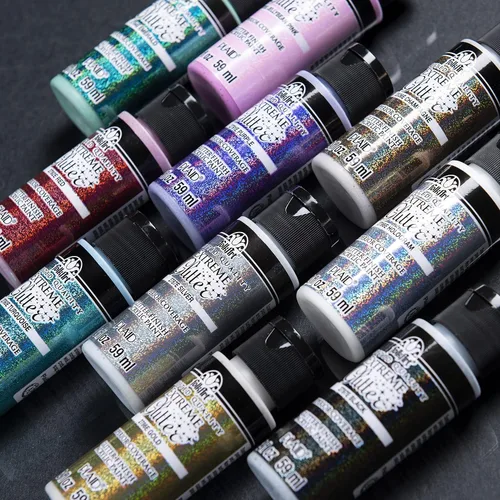 Miniatura 7 de FolkArt Extreme Glitter - Juego de pintura acrílica para manualidades formulada para ser no tóxica y diseñada para principiantes y artistas, diez