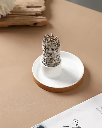 Miniatura 7 de Soporte de incienso de cerámica, cuenco de salvia blanca, plato de manchas para velas de palo, santo, salvia y soporte de salvia