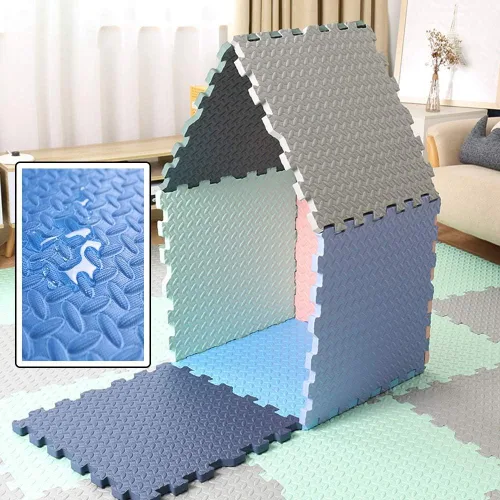 Miniatura 4 de Alfombra de juego de espuma colorida, azulejos entrelazados de EVA para piso, tapetes gruesos y suaves, perfectos para protección del suelo, garaje