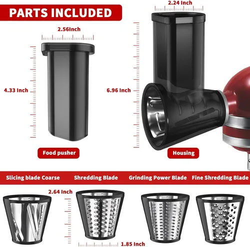 Miniatura 6 de Accesorios para trituradora KitchenAid para batidora de pie KitchenAid, rallador de queso, picador de verduras, ensalada, rallador de tirador