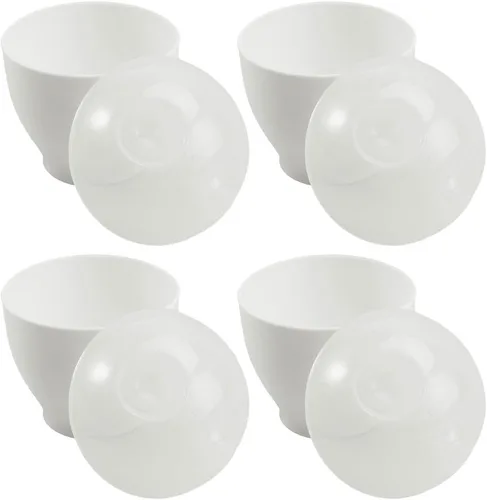 Hemoton Tazas escalfadoras de huevos para microondas, paquete de 4 con tapas, 3.74 x 2.55 pulgadas, olla de huevos al vapor para desayuno rápido y