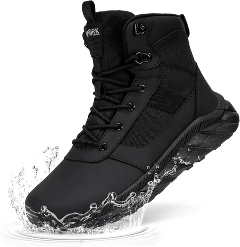Miniatura 10 de LARNMERN Botas de trabajo con punta suave para hombre, impermeables, antideslizantes, para senderismo, tácticas, para motocicleta, botas Chukka de 6