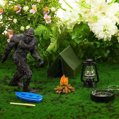 Miniatura 4 de 12 piezas de decoración de pastel de campamento con temática de campamento para fiesta de cumpleaños, incluye estatua de pie grande, tienda