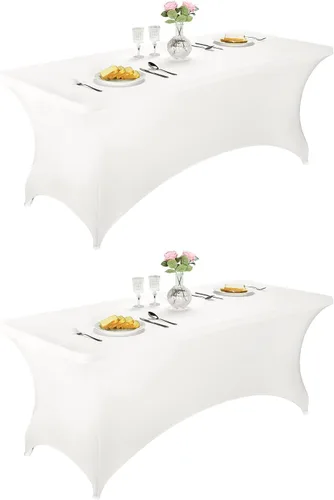 Miniatura 63 de LZY Cubierta de Mesa Elástica Ajustable de Spandex para Mesa Plegable de 6 pies, 4 pies o 8 pies, Mantel de Cóctel Rectangular, Perfecto para Champn