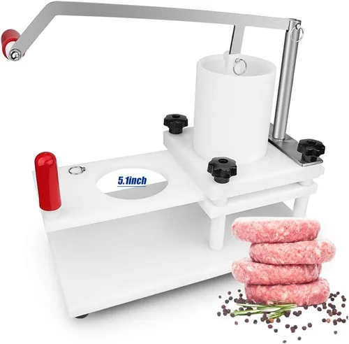 Miniatura 8 de Huanyu Máquina formadora de hamburguesas comercial Material PE 4.331 in 4.3 "Manual Burger Press Meat Patty Forming Processor White Burger Press