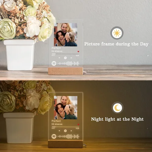 Miniatura 3 de Placa personalizada de Spotify, regalo ideal para él, canción acrílica personalizada con foto, cubierta de álbum de fotos personalizable, luz