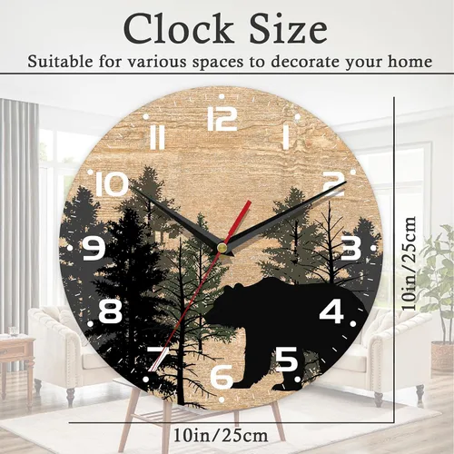 Miniatura 2 de Reloj de pared, 10 pulgadas, silencioso, sin tictac, decoración de cocina para el hogar, funciona con pilas, para baño, dormitorio, sala de estar