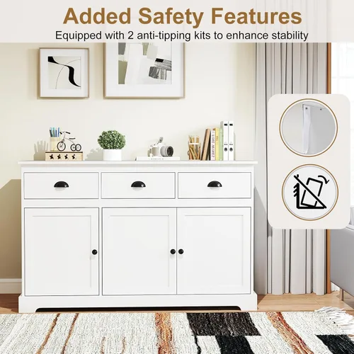 Miniatura 6 de Giantex Aparador buffet para servidor de almacenamiento, mesa de consola para el hogar, cocina, comedor, muebles de entrada con 2 armarios y 3