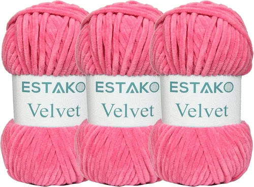 Miniatura 15 de Estako Manta de felpilla de terciopelo amigurumi para tejer y tejer, súper voluminosa, 3.53 oz (132 yardas) (1710 - naranja)