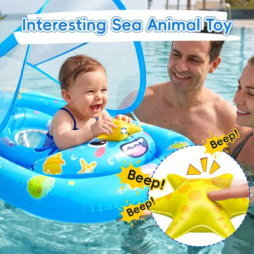 Miniatura 2 de Baby Float with Canopy- UPF50+ Sun Protection Baby Pool Float，Inflatable Kids Pool Float with Adjustable Safety Seat for 6-36 Months Kids