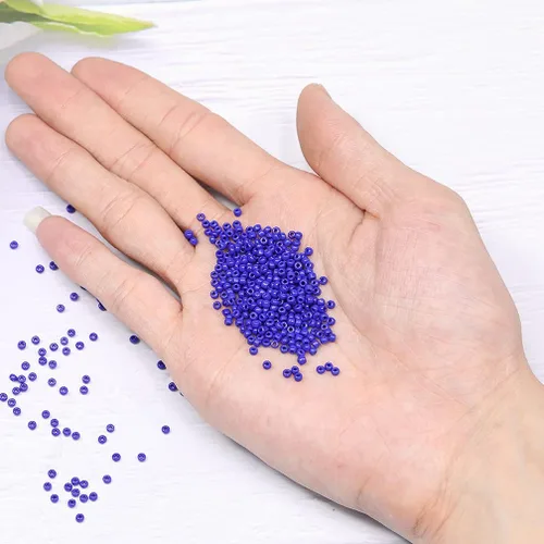 Miniatura 3 de Tamaño 12/0 - Cuentas de semillas de vidrio de 0.079 pulgadas (0.079 in), cuentas de color azul oscuro para fabricación de joyas