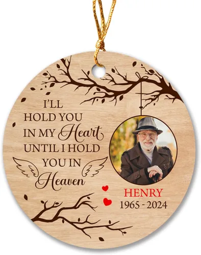 Miniatura 10 de Marco de fotos personalizado para perro, adorno de Navidad 2025 – Nombre y año personalizados para decoración de árboles, adorno de imagen