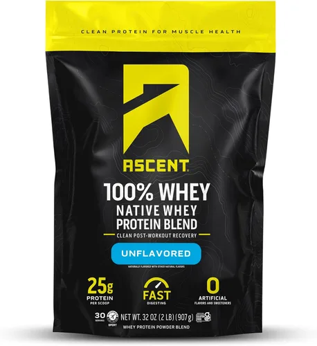 Miniatura 21 de Ascent 100% proteína de suero en polvo – aislado de proteína de suero después del entrenamiento, cero sabores artificiales y edulcorantes, sin soja