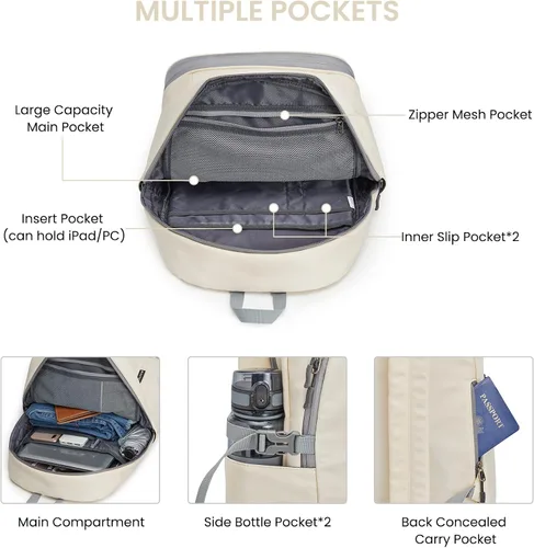 Miniatura 5 de G4Free Mochila de gimnasio para mujer con compartimento para zapatos y bolsillo húmedo, mochila de viaje impermeable, mochila deportiva ligera