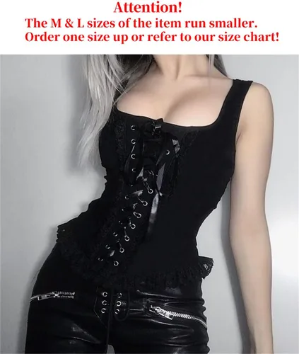 Miniatura 21 de Camisetas sin mangas góticas para mujer, camisola gótica Y2k