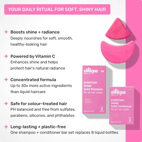 Miniatura 2 de Ethique Beauty Everyday - Juego de barra de champú y acondicionador para cabello brillante con vitamina C, sin plástico, vegano, sin crueldad