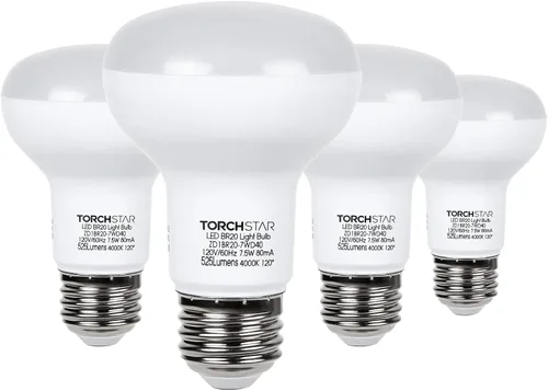 TORCHSTAR Bombillas LED BR20, luz de inundación para interiores R20, regulable, 7.5 W (50 W equivalente), UL y Energy Star, 4000 K blanco frío, base