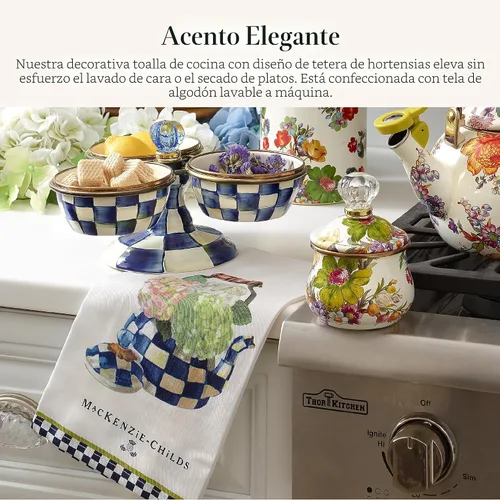 Miniatura 2 de MACKENZIE-CHILDS Toalla de Cocina de Algodón, Linda Toalla de Cocina Decorativa para Limpieza y Decoración del Hogar, Juego de 1, Hervidor de Té