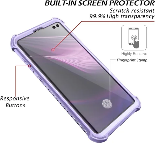 Miniatura 5 de Dexnor Funda para Galaxy S10+ Plus con protector de pantalla integrado, transparente, resistente, de cuerpo completo, a prueba de golpes, defensor