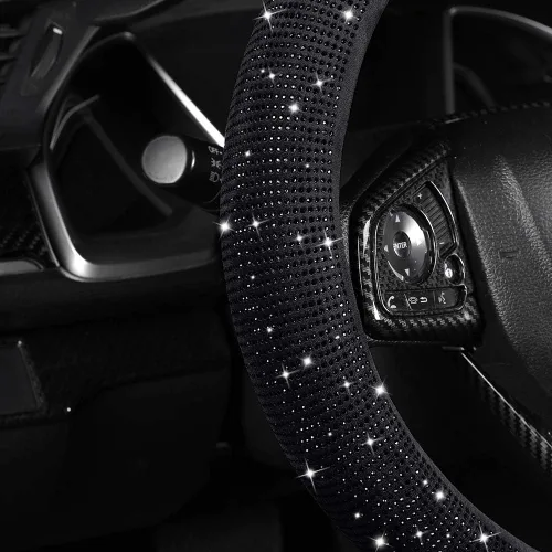 Miniatura 4 de Funda para volante brillosa con diamantes y pelaje