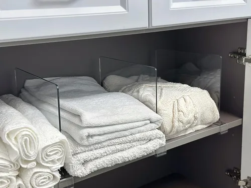 Miniatura 2 de LikeU Divisores de Estantes Acrílicos para Armarios, 4 PCS Divisores de Estantes de Madera, Separadores de Estantes Transparentes, Perfectos